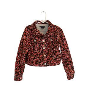 Girls Jean Jacket Small 6 / 7 Sanctuary Social Standard Floral Button Down Fall